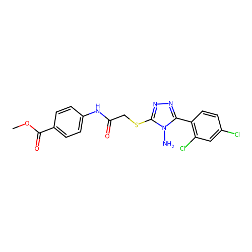 Methyl 4-{2-[4-amino-5-(2,4-dichlorophenyl)-1,2,4-triazol-3-ylthio]acetylamino}benzoate structure