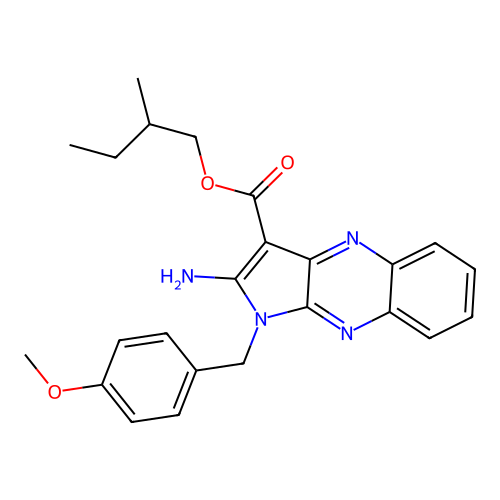2-methylbutyl 2-amino-1-(4-methoxybenzyl)-1H-pyrrolo[2,3-b]quinoxaline-3-carboxylate structure