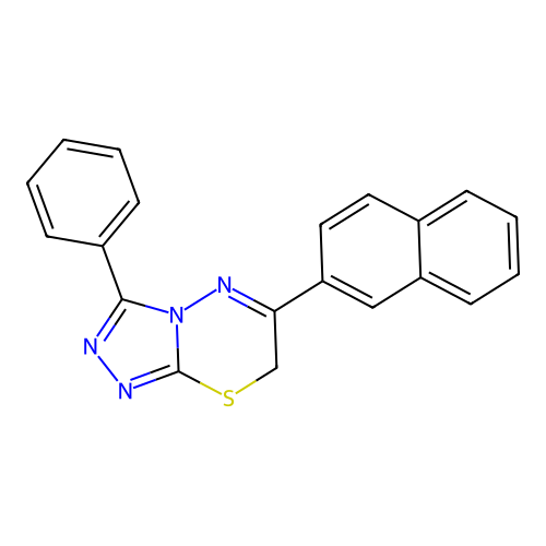6-(naphthalen-2-yl)-3-phenyl-7H-[1,2,4]triazolo[3,4-b][1,3,4]thiadiazine structure