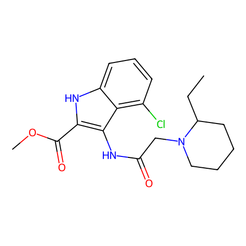 methyl 4-chloro-3-{[(2-ethylpiperidin-1-yl)acetyl]amino}-1H-indole-2-carboxylate structure