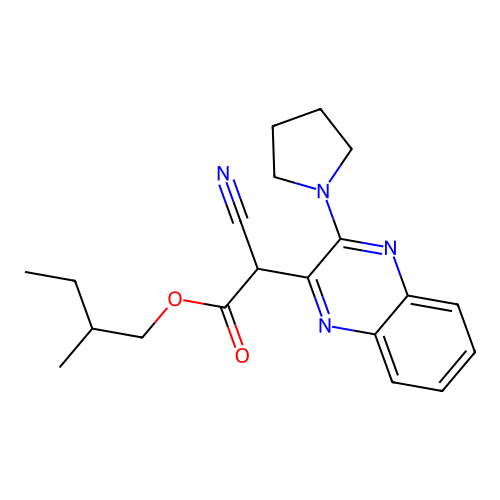 2-Methylbutyl cyano[3-(pyrrolidin-1-yl)quinoxalin-2-yl]acetate structure