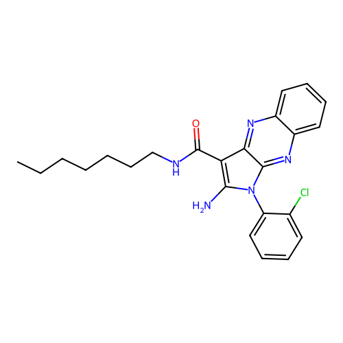 2-amino-1-(2-chlorophenyl)-N-heptyl-1H-pyrrolo[2,3-b]quinoxaline-3-carboxamide structure