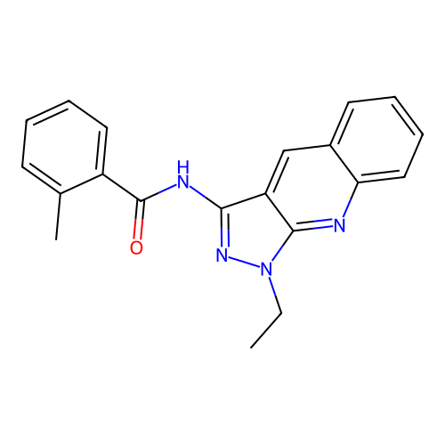 N-(1-ethyl-1H-pyrazolo[3,4-b]quinolin-3-yl)-2-methylbenzamide structure