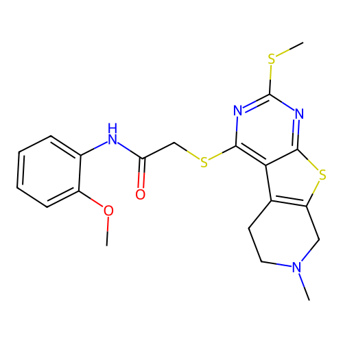 N-(2-methoxyphenyl)-2-((7-methyl-2-(methylthio)-5,6,7,8-tetrahydropyrido[4',3':4,5]thieno[2,3-d]pyrimidin-4-yl)thio)acetamide structure