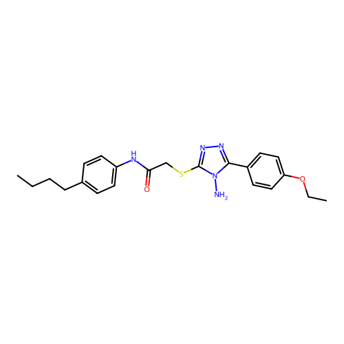 2-[4-amino-5-(4-ethoxyphenyl)(1,2,4-triazol-3-ylthio)]-N-(4-butylphenyl)acetam ide structure