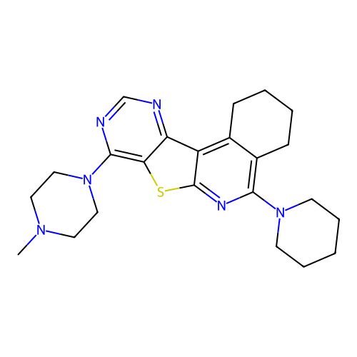 8-(4-methylpiperazin-1-yl)-5-(piperidin-1-yl)-1,2,3,4-tetrahydropyrimido[4',5':4,5]thieno[2,3-c]isoquinoline structure