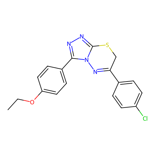 6-(4-chlorophenyl)-3-(4-ethoxyphenyl)-7H-[1,2,4]triazolo[3,4-b][1,3,4]thiadiazine structure