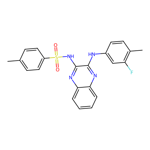N-(3-((3-fluoro-4-methylphenyl)amino)quinoxalin-2-yl)-4-methylbenzenesulfonamide structure