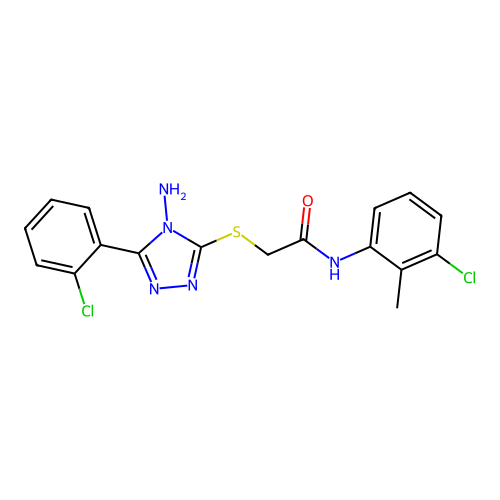 2-((4-amino-5-(2-chlorophenyl)-4H-1,2,4-triazol-3-yl)thio)-N-(3-chloro-2-methylphenyl)acetamide structure
