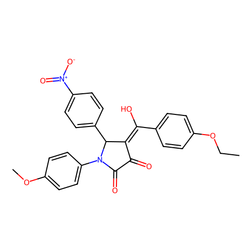 4-(4-ethoxybenzoyl)-3-hydroxy-1-(4-methoxyphenyl)-5-(4-nitrophenyl)-1H-pyrrol-2(5H)-one structure