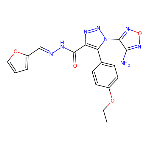 (E)-1-(4-amino-1,2,5-oxadiazol-3-yl)-5-(4-ethoxyphenyl)-N'-(furan-2-ylmethylene)-1H-1,2,3-triazole-4-carbohydrazide structure