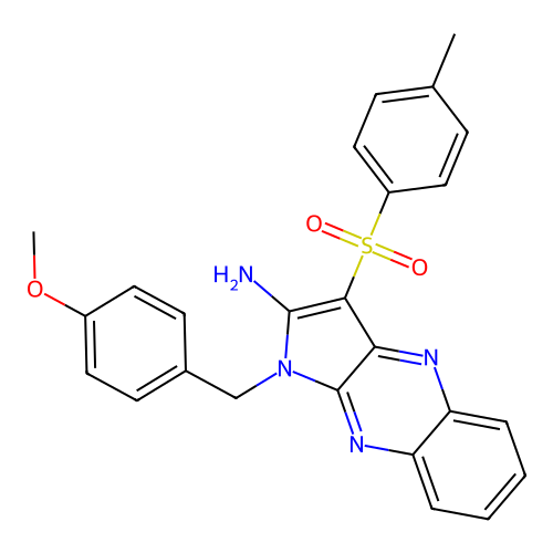 1-(4-methoxybenzyl)-3-tosyl-1H-pyrrolo[2,3-b]quinoxalin-2-amine structure