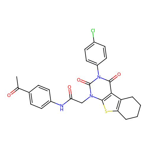 N-(4-acetylphenyl)-2-(3-(4-chlorophenyl)-2,4-dioxo-3,4,5,6,7,8-hexahydrobenzo[4,5]thieno[2,3-d]pyrimidin-1(2H)-yl)acetamide structure