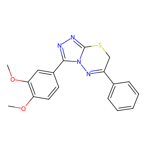 3-(3,4-dimethoxyphenyl)-6-phenyl-7H-[1,2,4]triazolo[3,4-b][1,3,4]thiadiazine structure