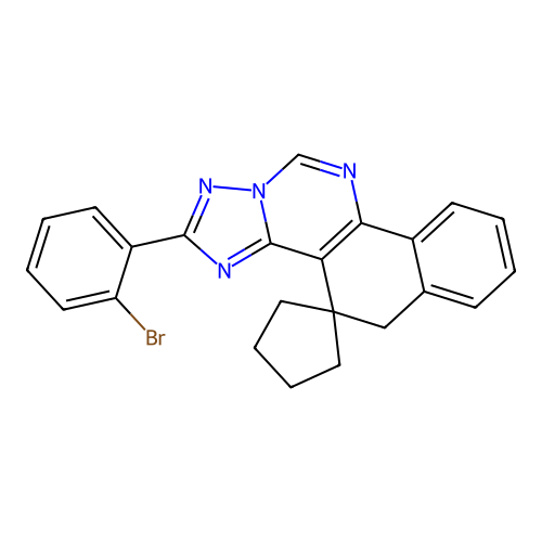 2-(2-bromophenyl)-5H-spiro[benzo[h][1,2,4]triazolo[1,5-c]quinazoline-4,1'-cyclopentane] structure