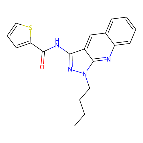 N-(1-butylpyrazolo[3,4-b]quinolin-3-yl)thiophene-2-carboxamide structure
