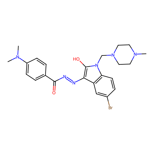 (Z)-N'-(5-bromo-1-((4-methylpiperazin-1-yl)methyl)-2-oxoindolin-3-ylidene)-4-(dimethylamino)benzohydrazide structure