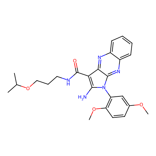 2-amino-1-(2,5-dimethoxyphenyl)-N-(3-isopropoxypropyl)-1H-pyrrolo[2,3-b]quinoxaline-3-carboxamide structure