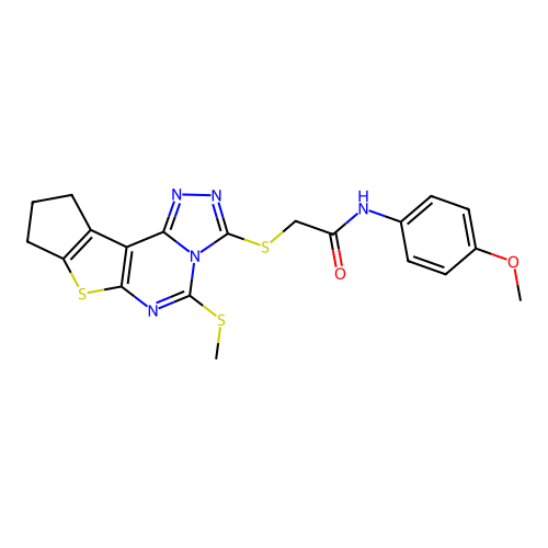 N-(4-methoxyphenyl)-2-((5-(methylthio)-9,10-dihydro-8H-cyclopenta[4,5]thieno[3,2-e][1,2,4]triazolo[4,3-c]pyrimidin-3-yl)thio)acetamide structure