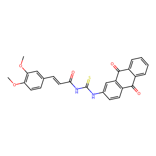 (E)-3-(3,4-dimethoxyphenyl)-N-[(9,10-dioxoanthracen-2-yl)carbamothioyl]prop-2-enamide structure