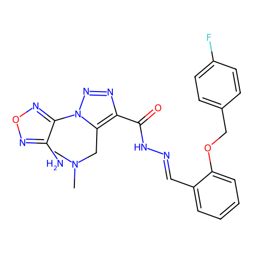 1-(4-Amino-1,2,5-oxadiazol-3-yl)-5-[(dimethylamino)methyl]-N-[(E)-[2-[(4-fluorophenyl)methoxy]phenyl]methylideneamino]triazole-4-carboxamide structure