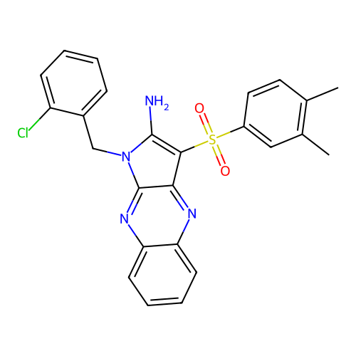 1-(2-chlorobenzyl)-3-((3,4-dimethylphenyl)sulfonyl)-1H-pyrrolo[2,3-b]quinoxalin-2-amine structure