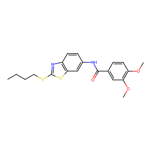 N-[2-(butylsulfanyl)-1,3-benzothiazol-6-yl]-3,4-dimethoxybenzamide structure
