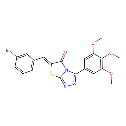 (6Z)-6-(3-bromobenzylidene)-3-(3,4,5-trimethoxyphenyl)[1,3]thiazolo[2,3-c][1,2,4]triazol-5(6H)-one structure