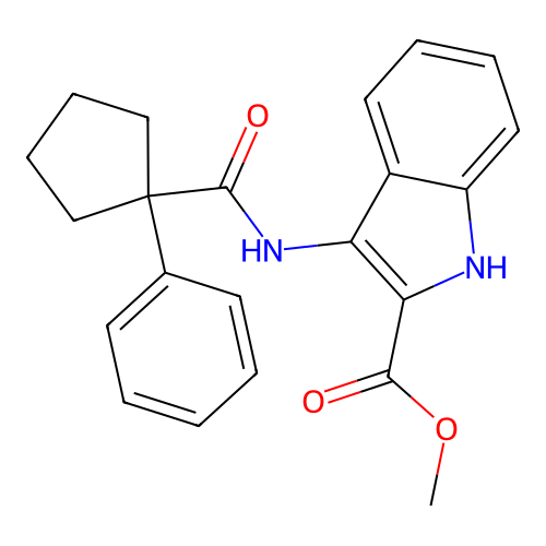 methyl 3-{[(1-phenylcyclopentyl)carbonyl]amino}-1H-indole-2-carboxylate structure