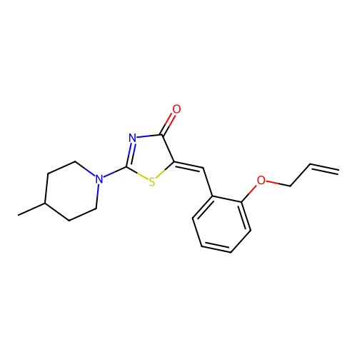 (5Z)-2-(4-methylpiperidin-1-yl)-5-[(2-prop-2-enoxyphenyl)methylidene]-1,3-thiazol-4-one structure