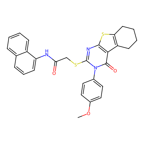 2-((3-(4-methoxyphenyl)-4-oxo-3,4,5,6,7,8-hexahydrobenzo[4,5]thieno[2,3-d]pyrimidin-2-yl)thio)-N-(naphthalen-1-yl)acetamide structure