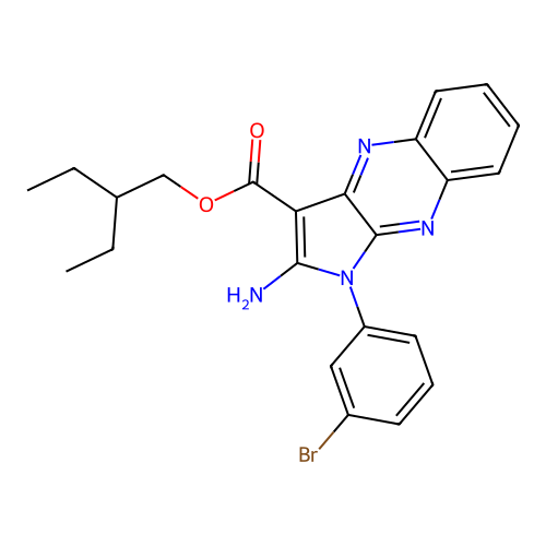 2-ethylbutyl 2-amino-1-(3-bromophenyl)-1H-pyrrolo[2,3-b]quinoxaline-3-carboxylate structure