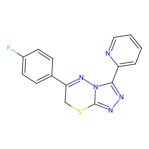6-(4-fluorophenyl)-3-(pyridin-2-yl)-7H-[1,2,4]triazolo[3,4-b][1,3,4]thiadiazine structure