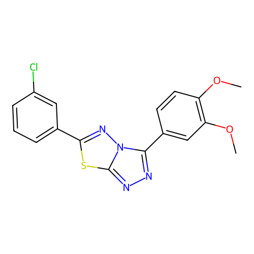 6-(3-chlorophenyl)-3-(3,4-dimethoxyphenyl)[1,2,4]triazolo[3,4-b][1,3,4]thiadiazole structure