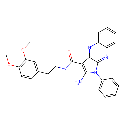 2-amino-N-(3,4-dimethoxyphenethyl)-1-phenyl-1H-pyrrolo[2,3-b]quinoxaline-3-carboxamide structure