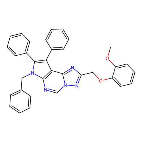 2-[(7-BENZYL-8,9-DIPHENYL-7H-PYRROLO[3,2-E][1,2,4]TRIAZOLO[1,5-C]PYRIMIDIN-2-YL)METHOXY]PHENYL METHYL ETHER structure