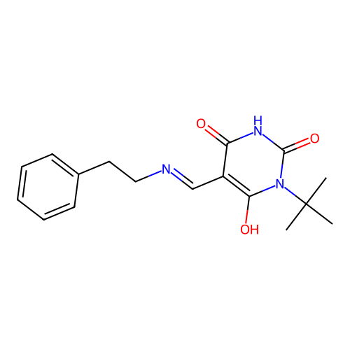 1-tert-butyl-5-[(phenethylamino)methylidene]-1,3-diazinane-2,4,6-trione structure