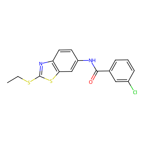 3-chloro-N-[2-(ethylsulfanyl)-1,3-benzothiazol-6-yl]benzamide structure