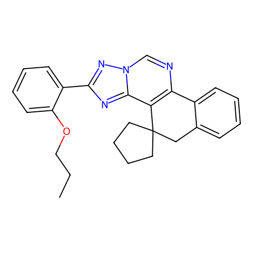 2-(2-propoxyphenyl)-5H-spiro[benzo[h][1,2,4]triazolo[1,5-c]quinazoline-4,1'-cyclopentane] structure