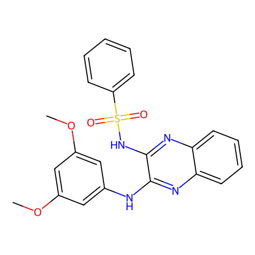 N-(3-((3,5-dimethoxyphenyl)amino)quinoxalin-2-yl)benzenesulfonamide structure