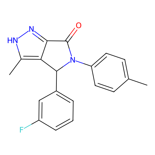 4-(3-fluorophenyl)-3-methyl-5-(4-methylphenyl)-2,4-dihydropyrrolo[3,4-c]pyrazol-6-one structure