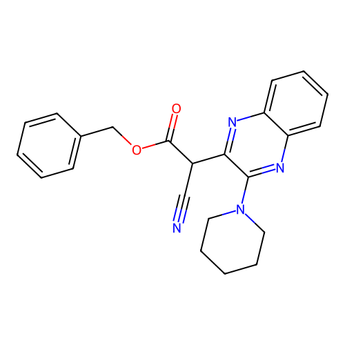 Benzyl cyano[3-(piperidin-1-yl)quinoxalin-2-yl]acetate structure