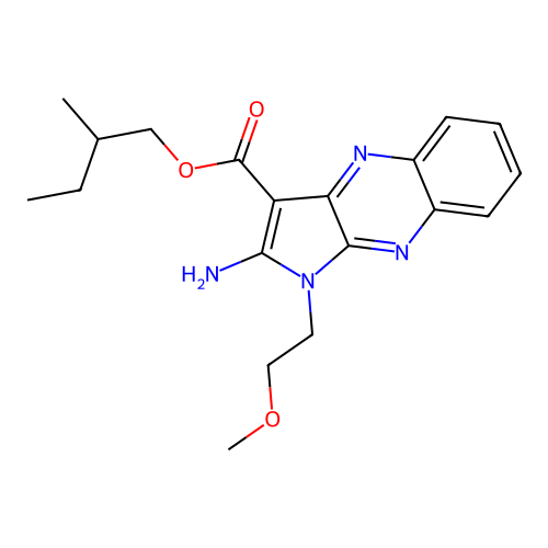 2-methylbutyl 2-amino-1-(2-methoxyethyl)-1H-pyrrolo[2,3-b]quinoxaline-3-carboxylate structure