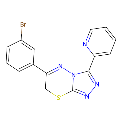 6-(3-bromophenyl)-3-(pyridin-2-yl)-7H-[1,2,4]triazolo[3,4-b][1,3,4]thiadiazine structure