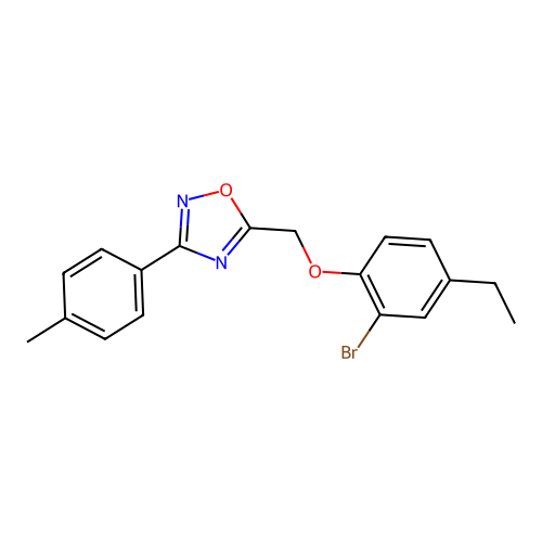 5-[(2-Bromo-4-ethylphenoxy)methyl]-3-(4-methylphenyl)-1,2,4-oxadiazole structure