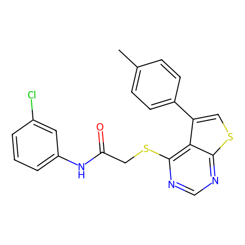 N-(3-chlorophenyl)-2-{[5-(4-methylphenyl)thieno[2,3-d]pyrimidin-4-yl]sulfanyl}acetamide structure