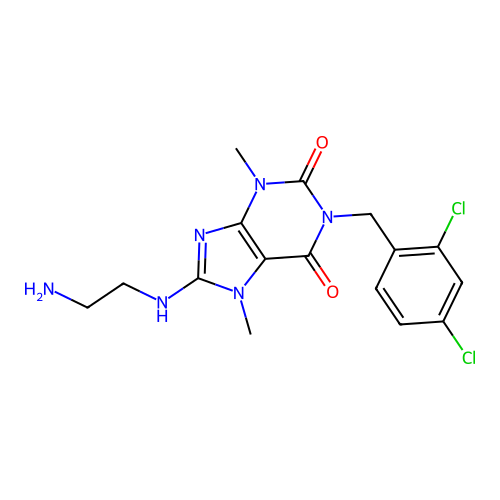 8-((2-aminoethyl)amino)-1-(2,4-dichlorobenzyl)-3,7-dimethyl-1H-purine-2,6(3H,7H)-dione structure
