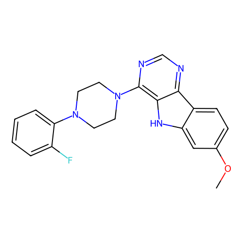 4-[4-(2-fluorophenyl)piperazin-1-yl]-7-methoxy-5H-pyrimido[5,4-b]indole structure