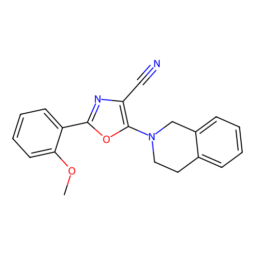 5-(3,4-dihydro-1H-isoquinolin-2-yl)-2-(2-methoxyphenyl)-1,3-oxazole-4-carbonitrile structure