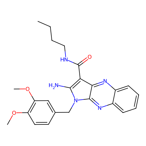 2-amino-N-butyl-1-(3,4-dimethoxybenzyl)-1H-pyrrolo[2,3-b]quinoxaline-3-carboxamide structure